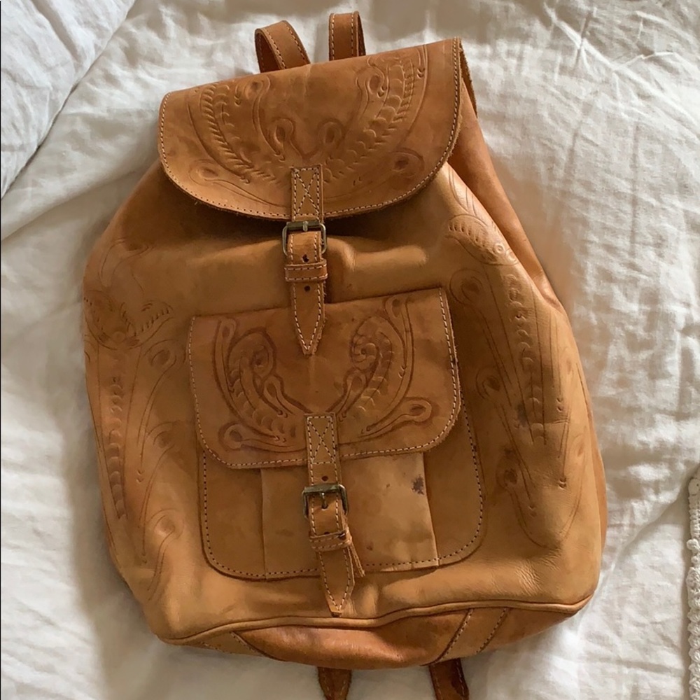Embossed leather backpack - Picture 6 of 6